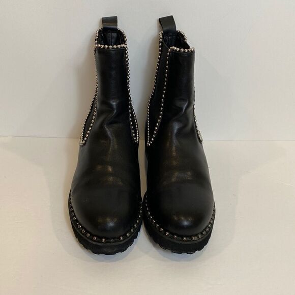Black faux leather studded ankle booties size 8 - Picture 2 of 7